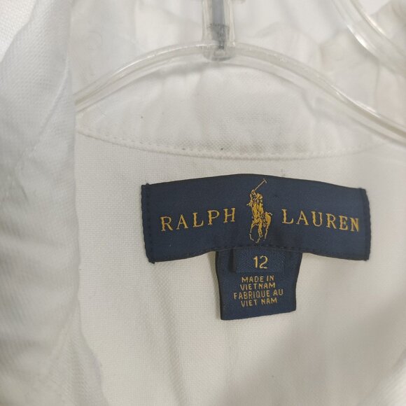 Ralph Lauren Boy's White Button Down Shirt Size 12 100% Cotton - Picture 3 of 10